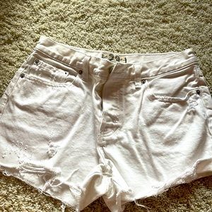 We The Free white frayed shorts